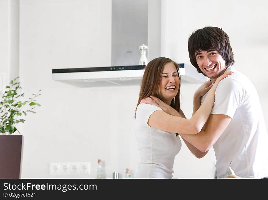 Cheerful girl and boy with smile