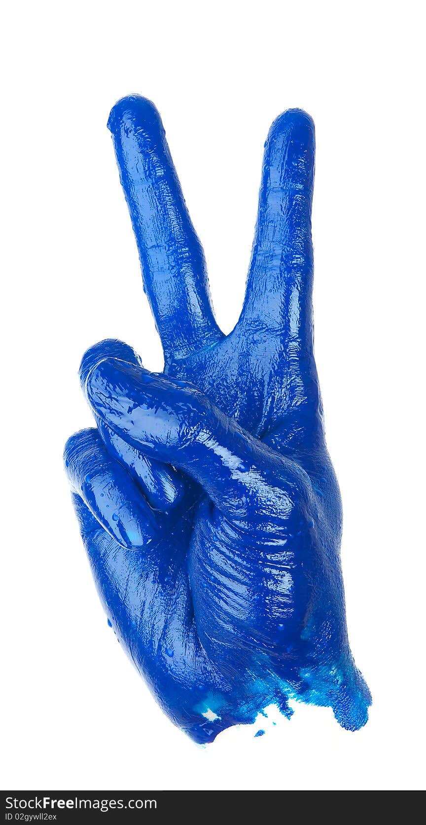 Victory Hand Sign on a white background