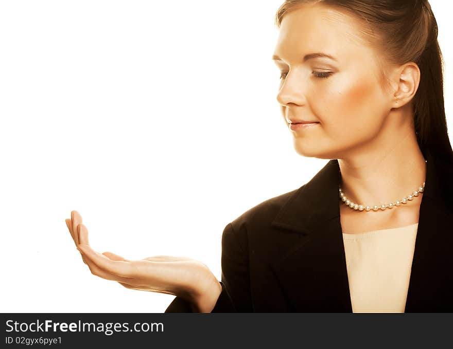 Young business woman. isolated on white.