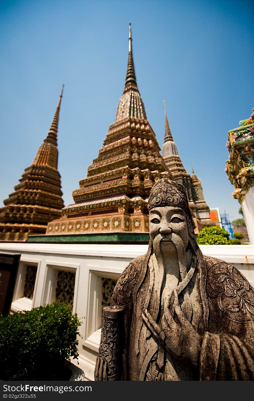 Religious building Wat Pho in Bangkok.