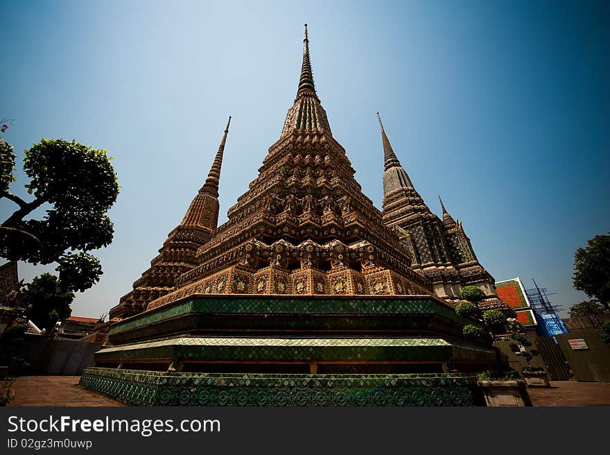 Religious building Wat Pho in Bangkok.