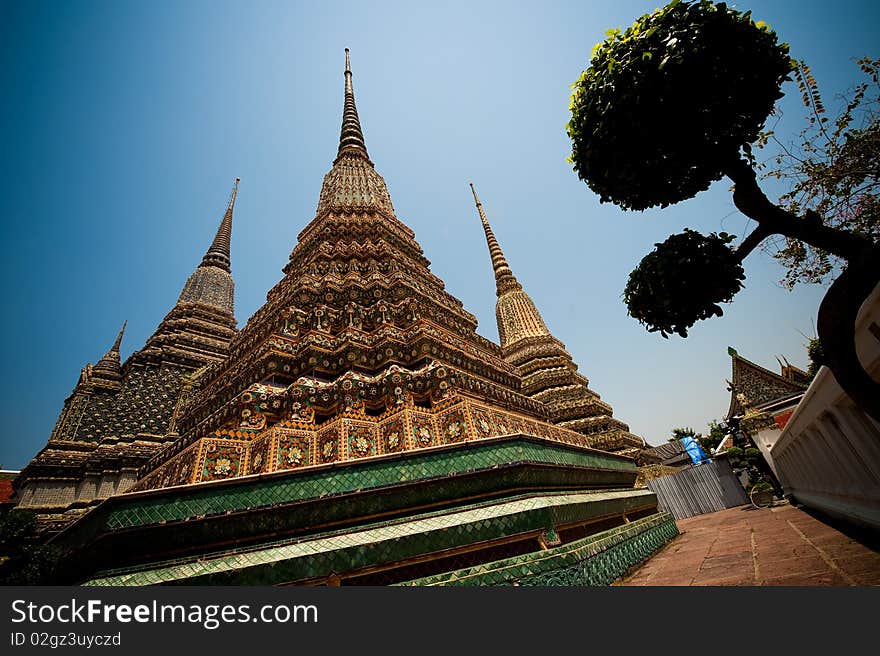 Religious building Wat Pho in Bangkok.