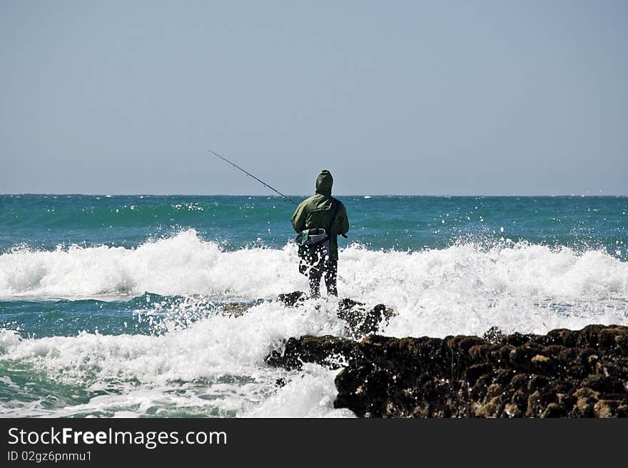 Spinner fishing in Atlantic ocean. Spinner fishing in Atlantic ocean.