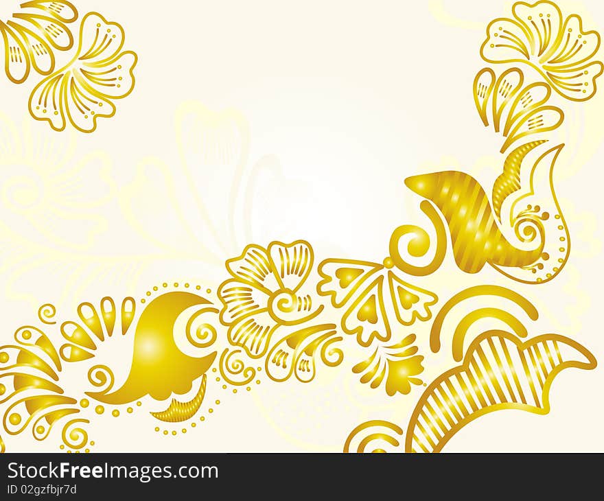 Vector illustration of abstract floral silhouette