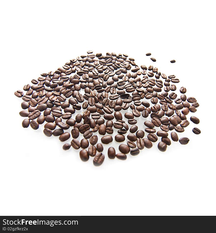 Coffee beans on a white background