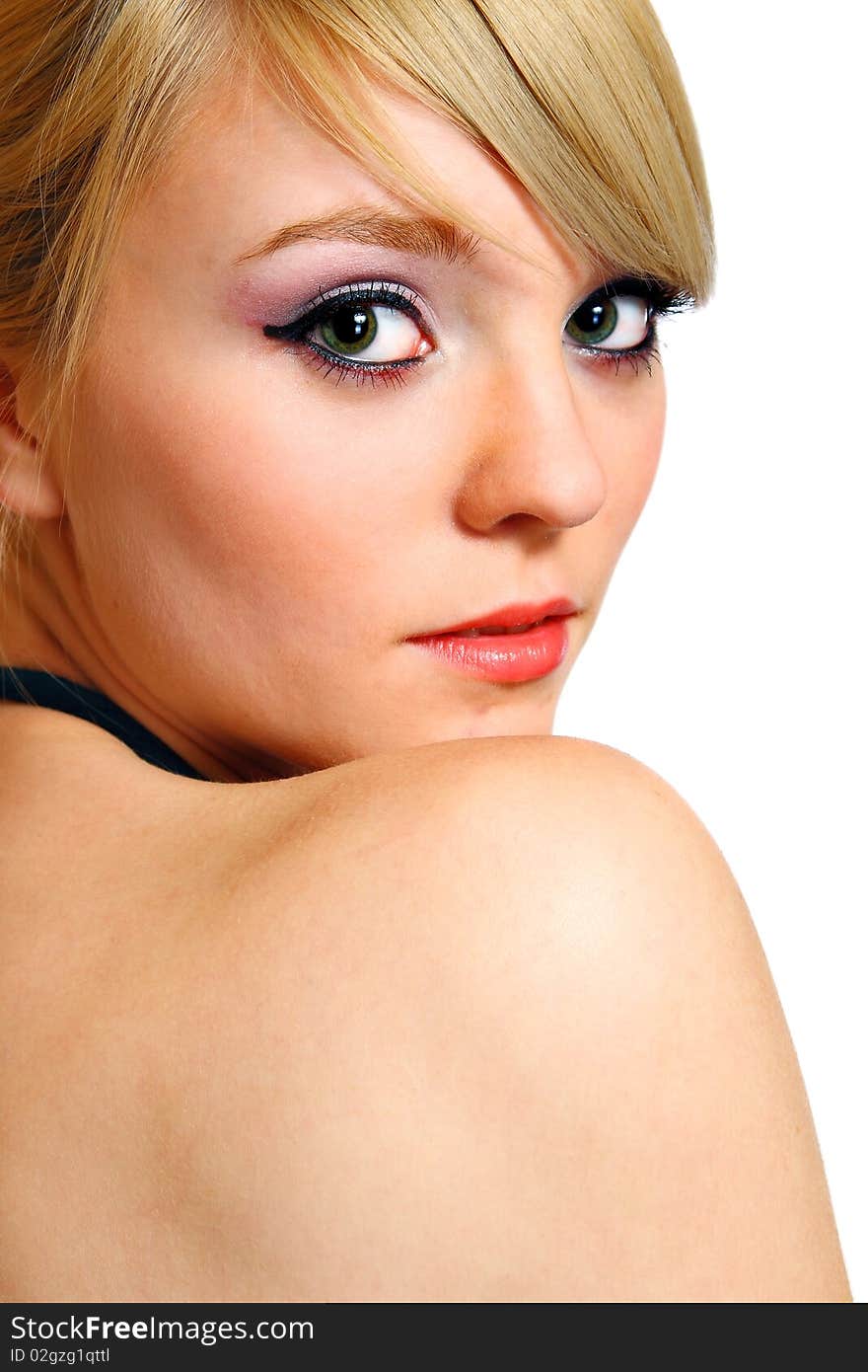 Young woman posing on white background. Young woman posing on white background