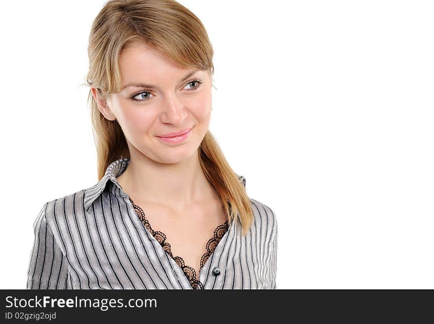 Portrait of a young attractive business woman over white background. Portrait of a young attractive business woman over white background