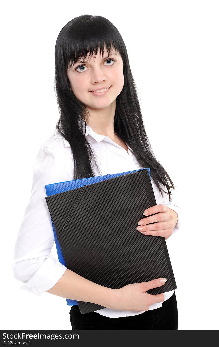 Confident woman with a folder