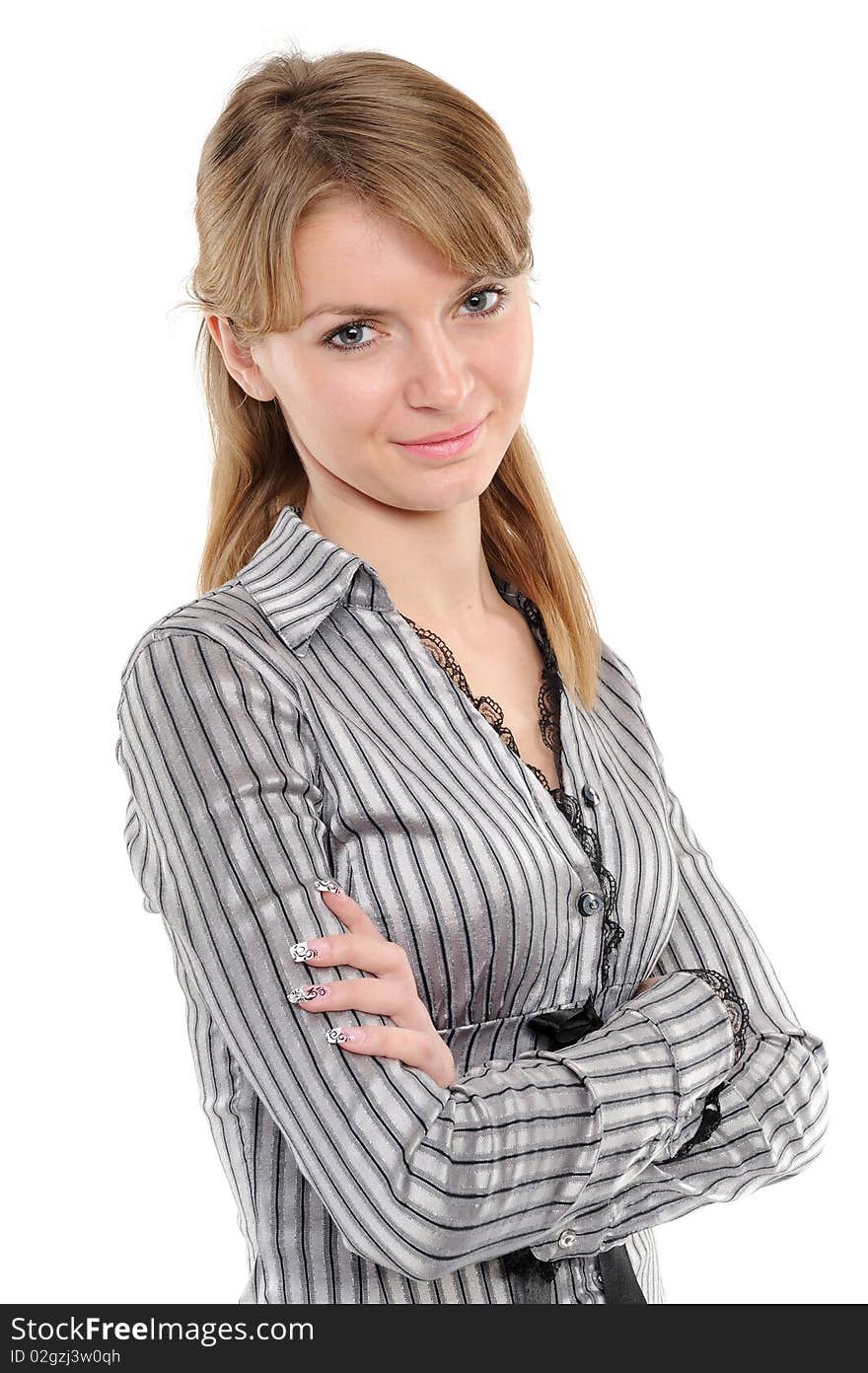 Portrait of a young attractive business woman over white background. Portrait of a young attractive business woman over white background