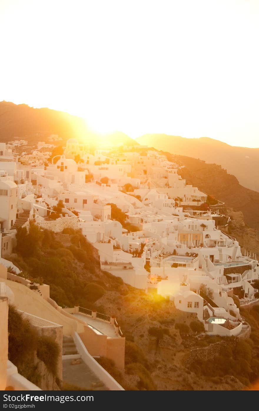 Santorini Island in greek greece village on cliff