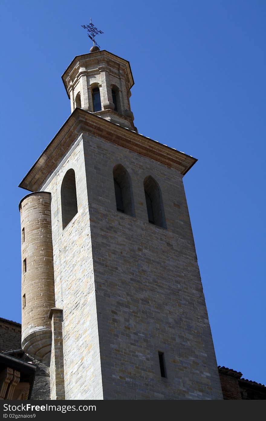 Image of an ancient belfry of a church of Pamplona, Navarre, Spain. Image of an ancient belfry of a church of Pamplona, Navarre, Spain.