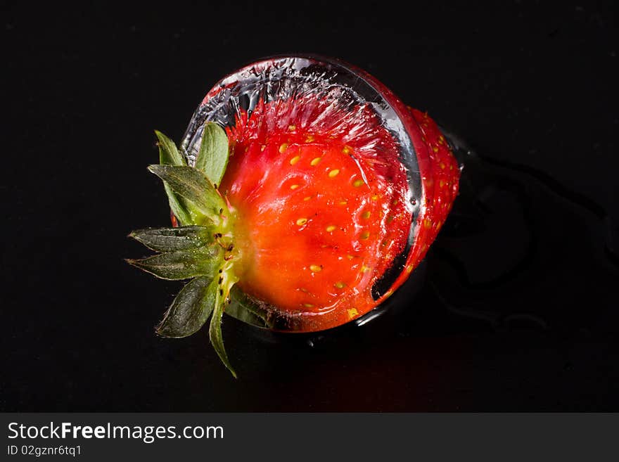 Strawberry in ice