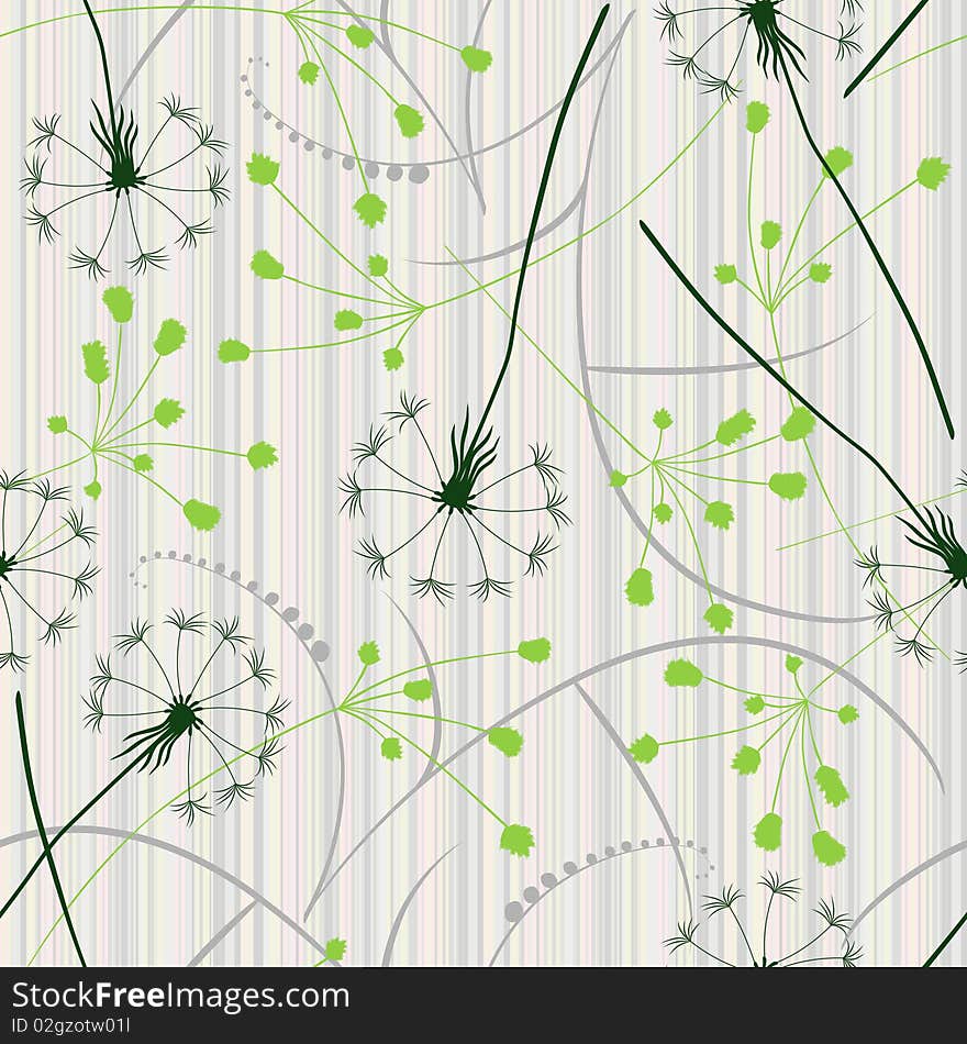 Retro floral seamless background with dandelion