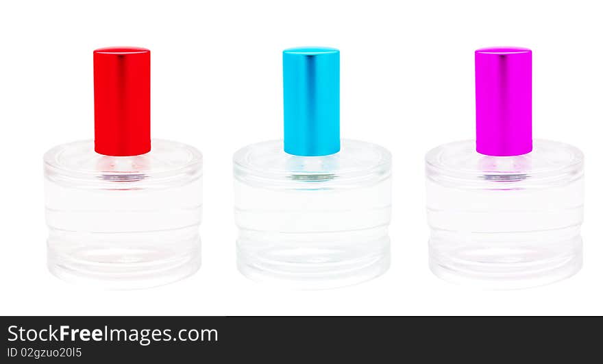 Bottles with perfumes isolated