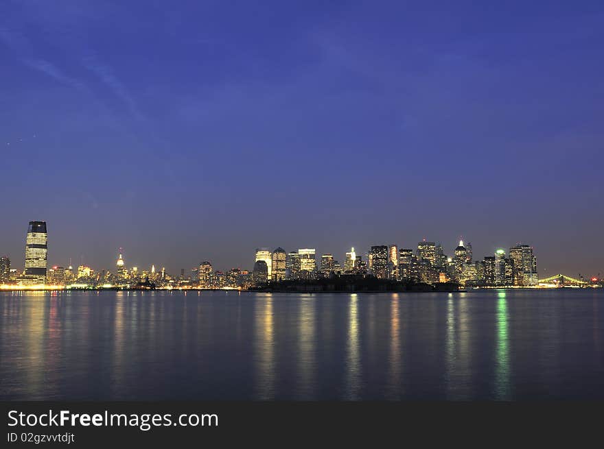 Downtown Manharttan photographed after sunset during the magical hour. Downtown Manharttan photographed after sunset during the magical hour