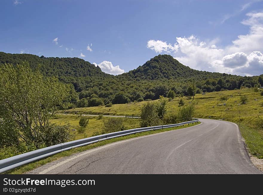 Road to mountains on the Appennini Mountains, Italy