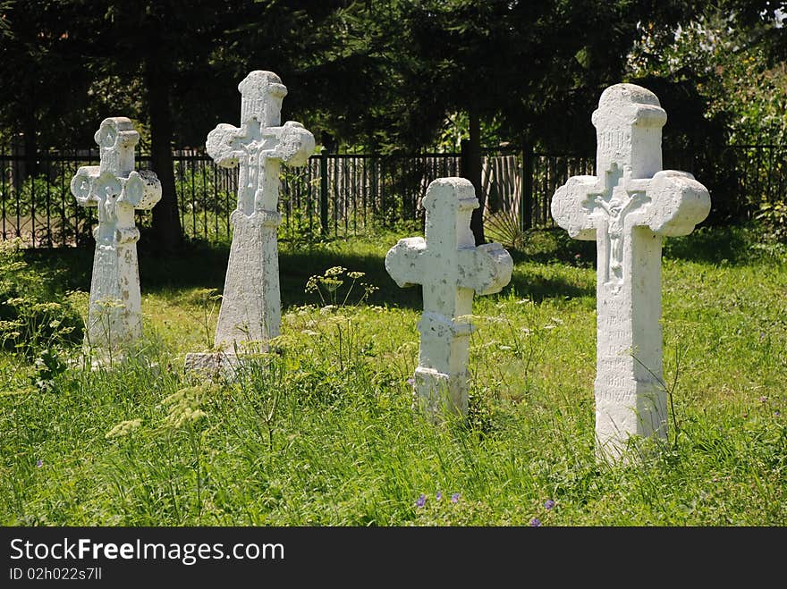 Crosses at the country churchyard. Crosses at the country churchyard