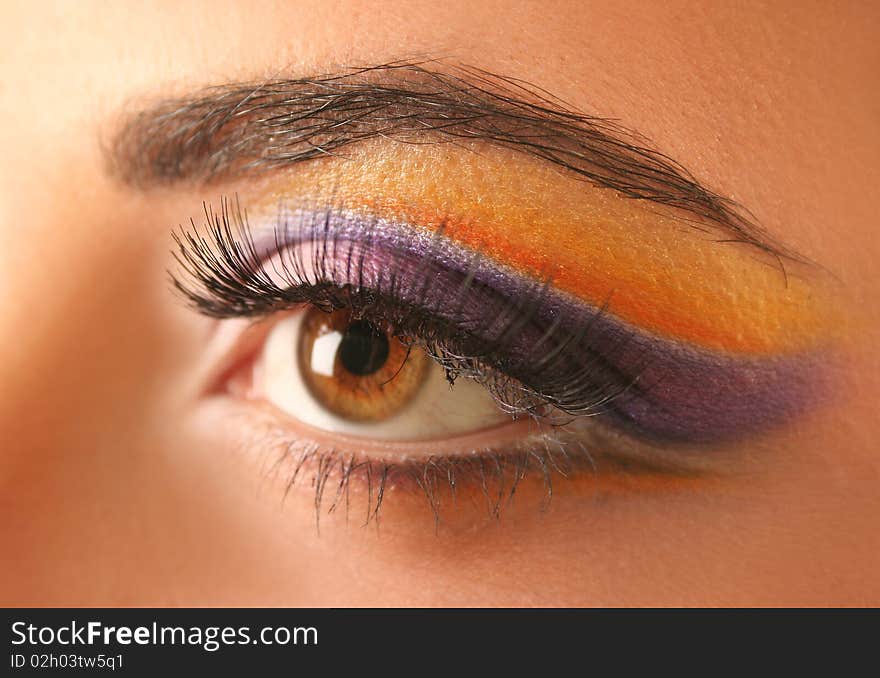 Woman eye with bright beautiful make-up. Woman eye with bright beautiful make-up