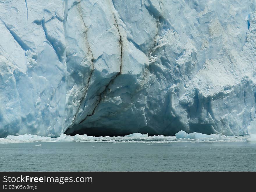 Perito Moreno Glacier in Patagonia, Argentina, with an average height of 74 m (240 ft) above the surface of the water.