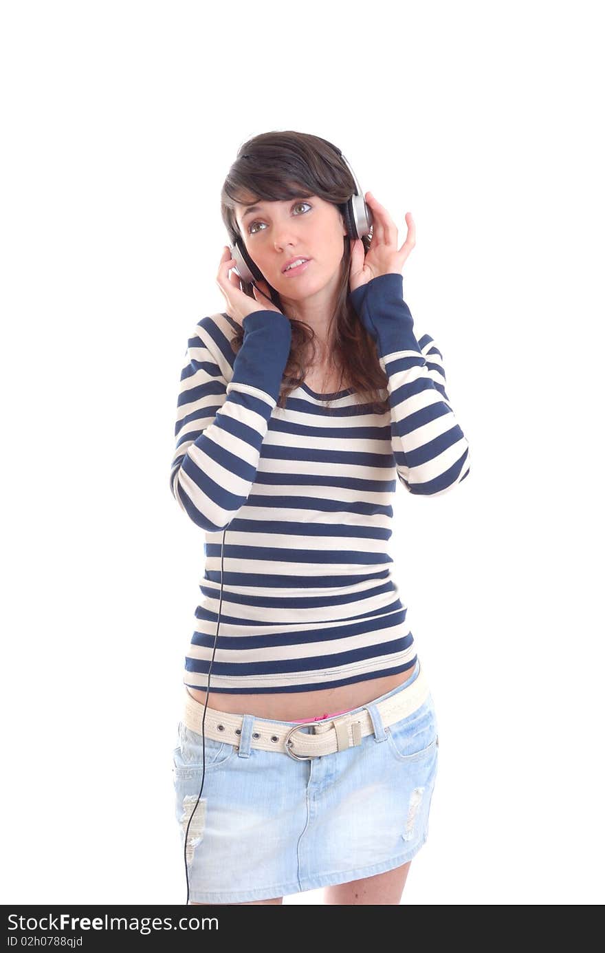 Photograph showing pretty brunette girl on mobile phone. Photograph showing pretty brunette girl on mobile phone