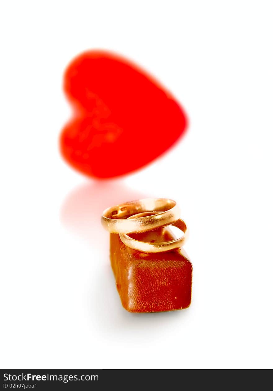 Gold Rings, Heart And Chocolate Candy