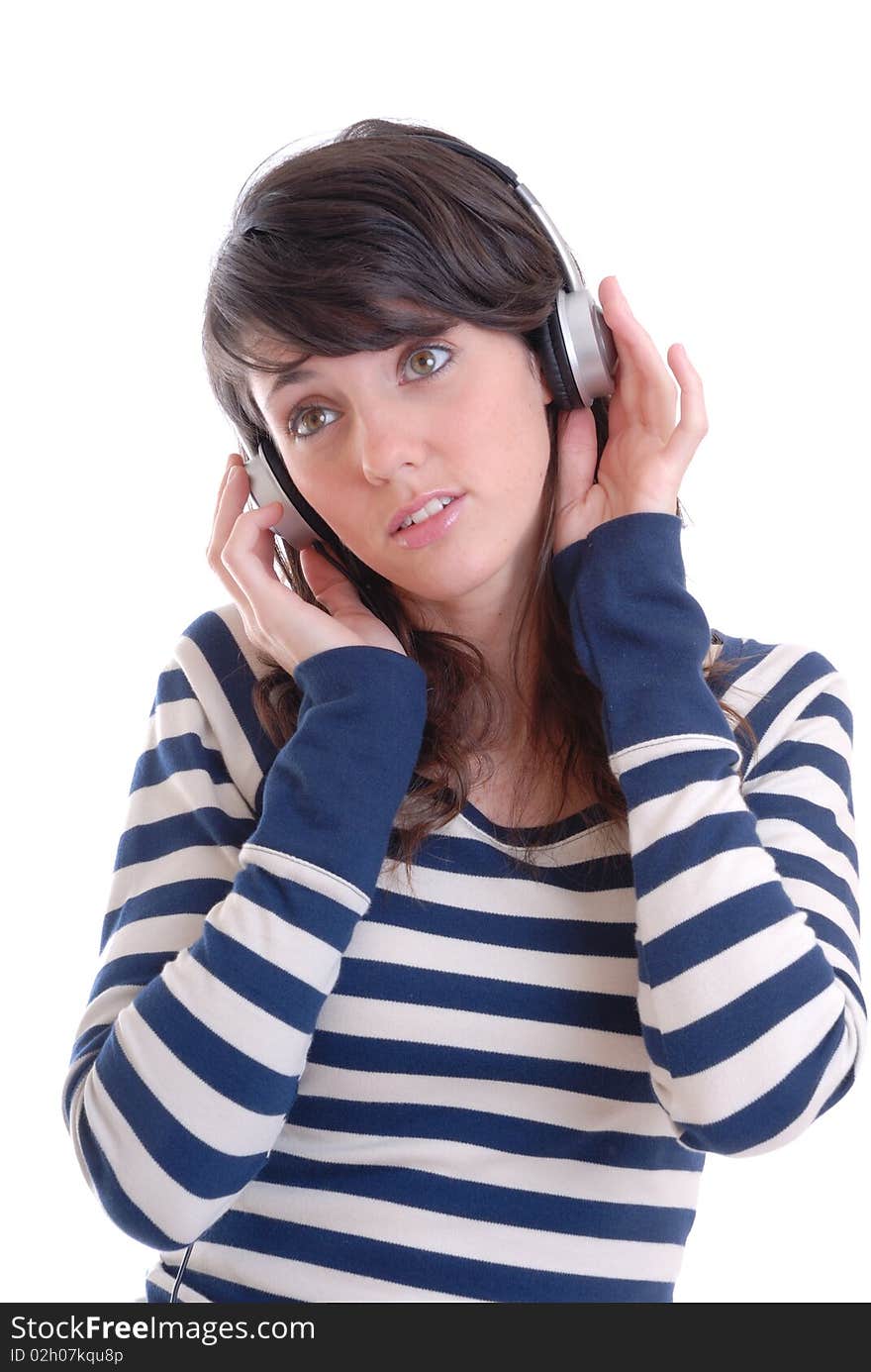 Pretty young women with earphones