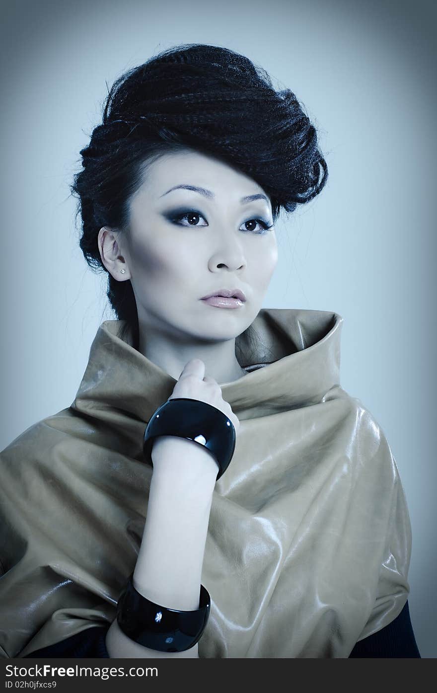 Asian beauty model in cold tones. Asian beauty model in cold tones