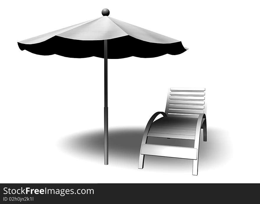 Beach Parasol and Deckchair