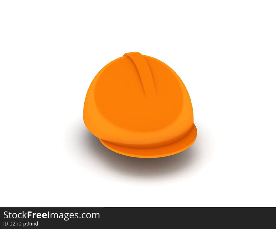 Orange helmet isolated on white background. High quality 3d render.