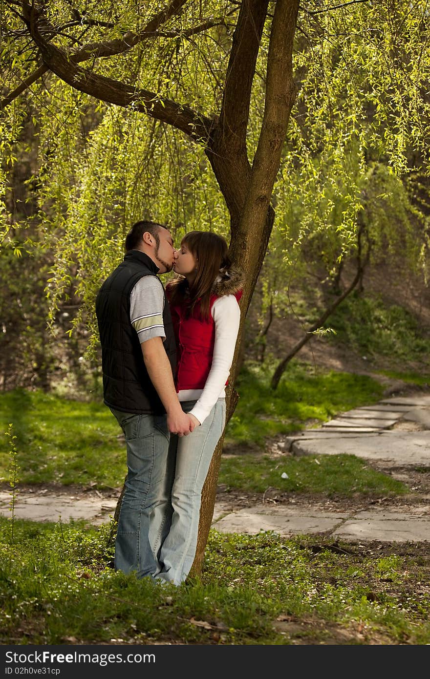 Young couple in a forest