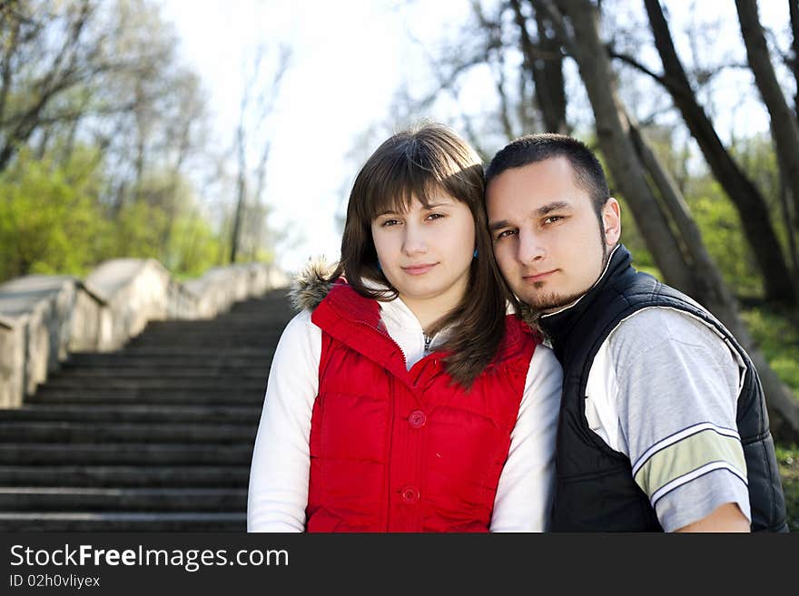 Young couple in a forest