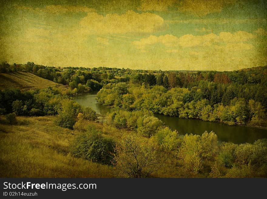 Landscape - meadow, sky and river