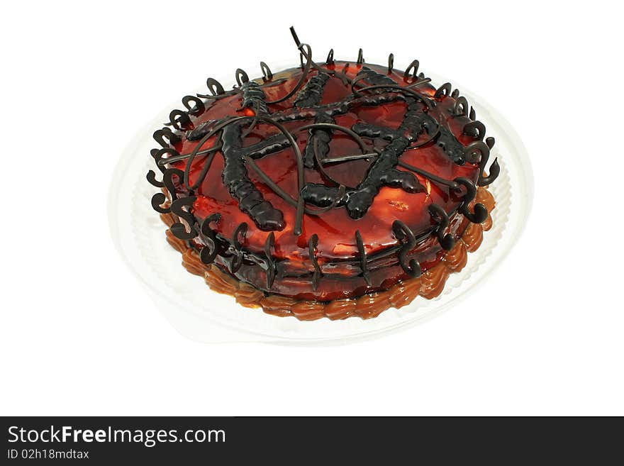 Birthday cake. Close-up. Isolated on white background.