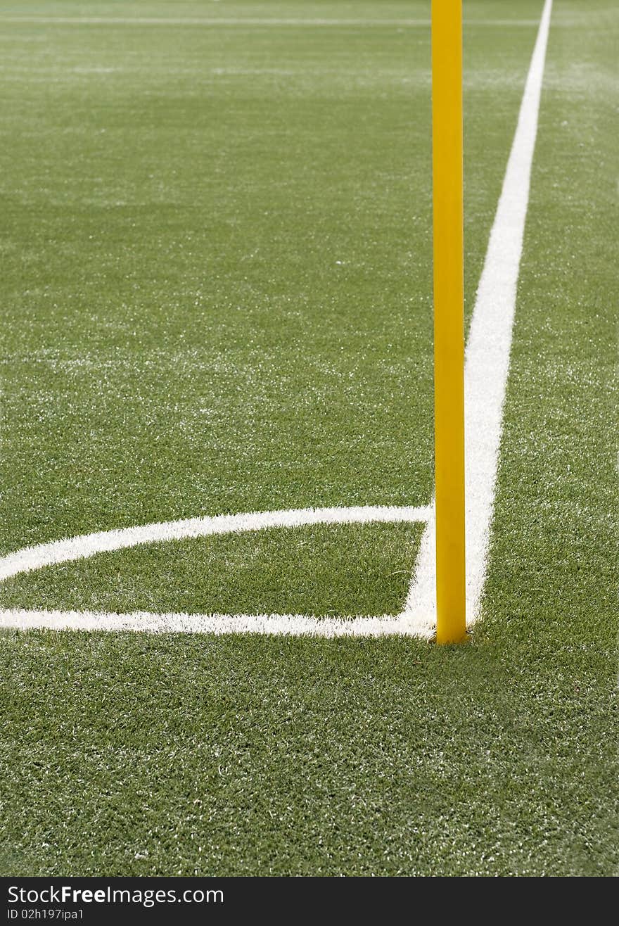 Soccer angle with yellow corner pole. Soccer angle with yellow corner pole