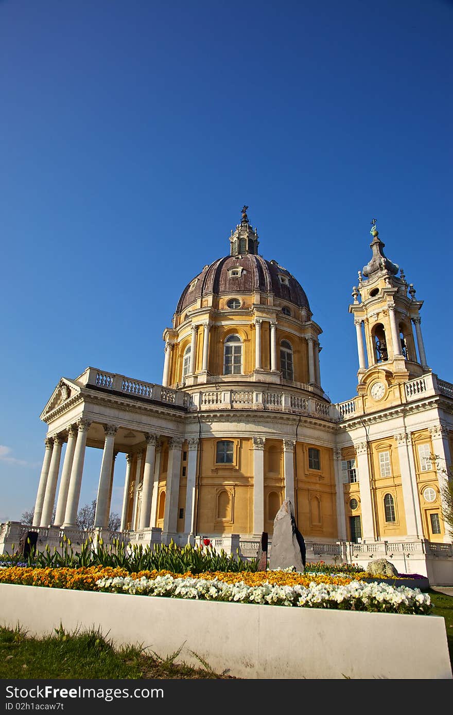 A view of the Superga basilica in Turin, Italy. A view of the Superga basilica in Turin, Italy.