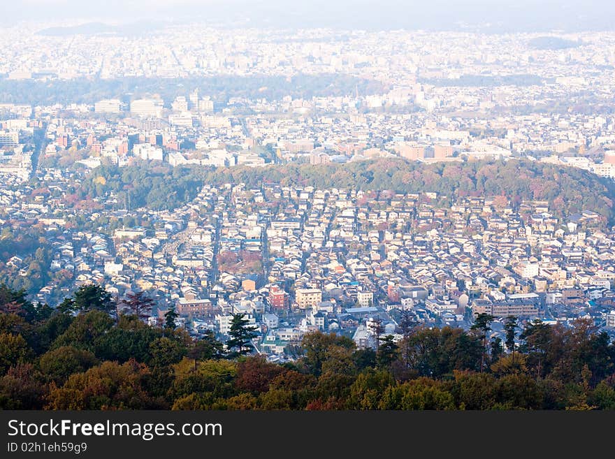 Panorama top view of Kyoto, Japan. Panorama top view of Kyoto, Japan