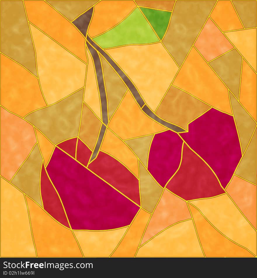 The Abstract background. The Ripe cherry.