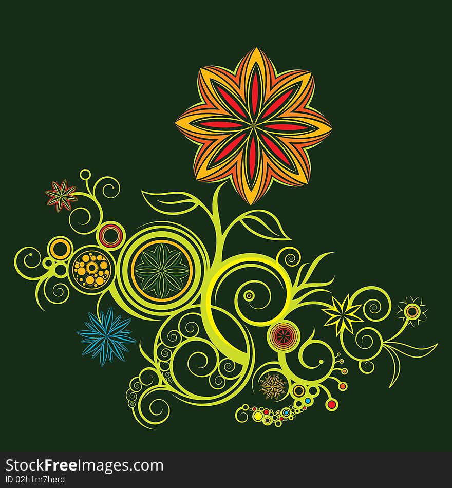 Curly Flower silhouette texture illustration. Curly Flower silhouette texture illustration