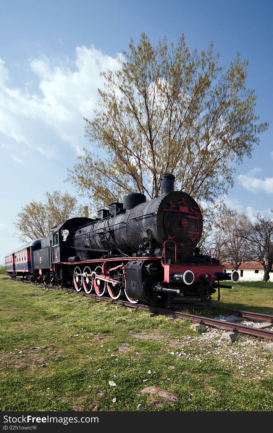 Train and steam locomotive in Edirne, Turkey