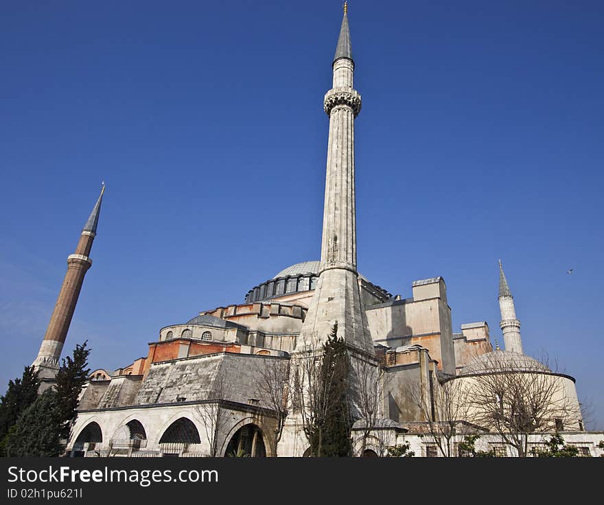 The ancient church of Hagia Sophia, old basilica of Byzantine Empire. The ancient church of Hagia Sophia, old basilica of Byzantine Empire