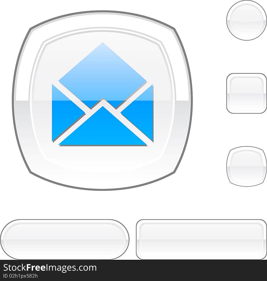 E-mail white buttons. Set of illustration. E-mail white buttons. Set of illustration.