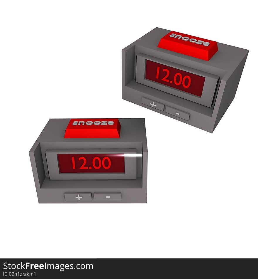 An 3d Alarm clock at 12 pm. An 3d Alarm clock at 12 pm