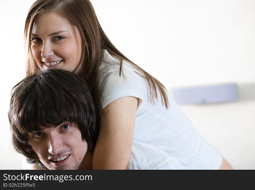 Boy and long-haired girl with smile. Boy and long-haired girl with smile