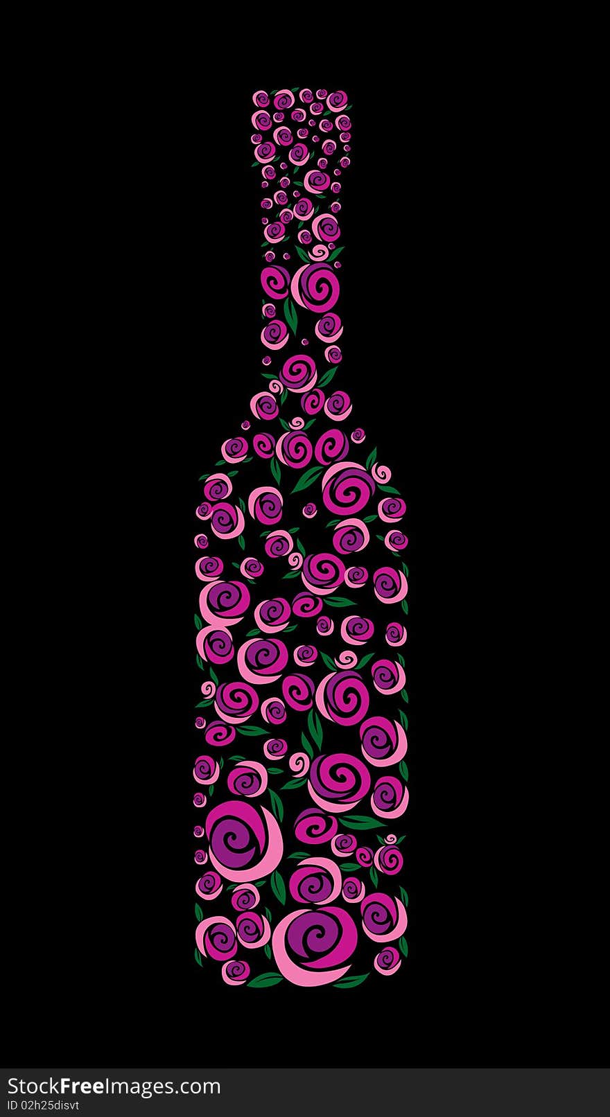 Vector modern colorful background with bottle shape from flowers