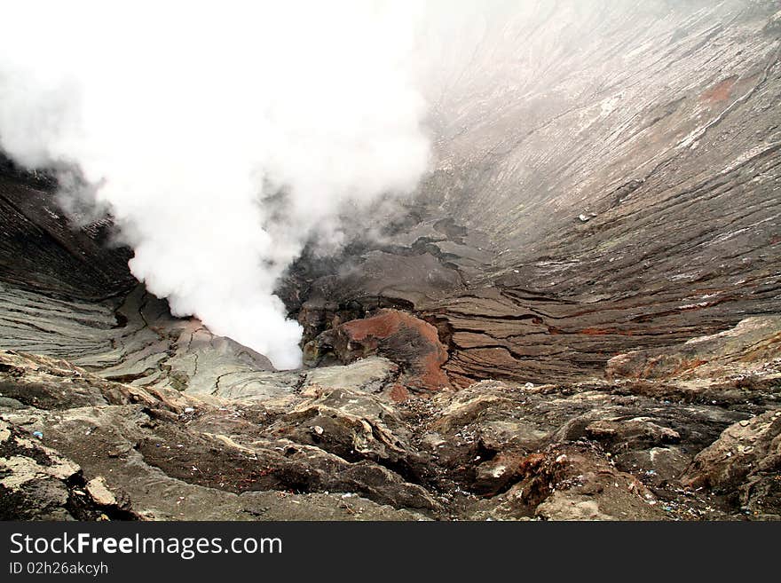 View into the Mount Bromo crater in East Java.