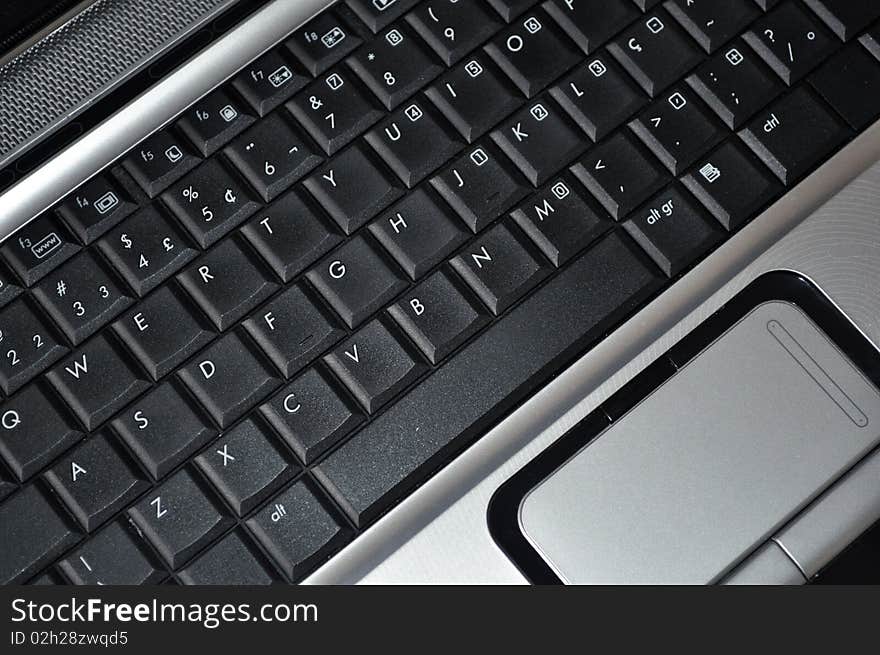 Detail of the keyboard of a laptop. Detail of the keyboard of a laptop