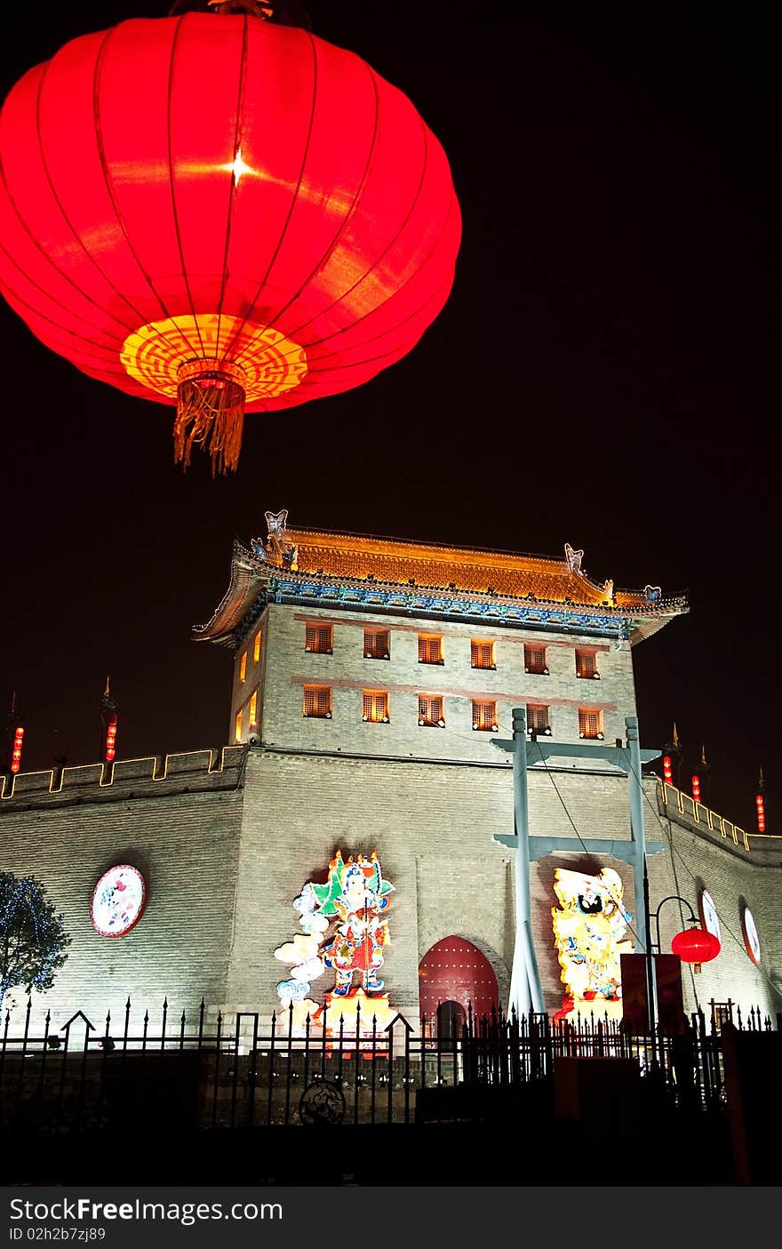 The night scene in south gate of Xi'an city. The night scene in south gate of Xi'an city