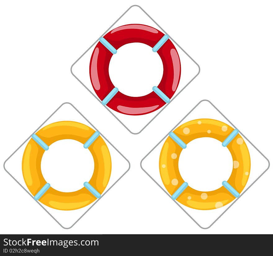 Illustration of isolated lifebuoy ring on white background