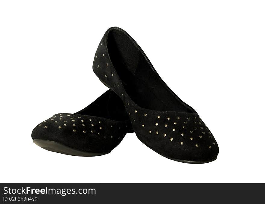 Black shoes without a heel isolated on a white background