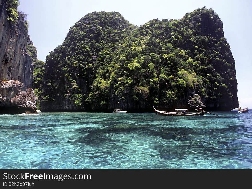 Crystal-clear water near the Island of Ko Phi Le, Thailand. Crystal-clear water near the Island of Ko Phi Le, Thailand